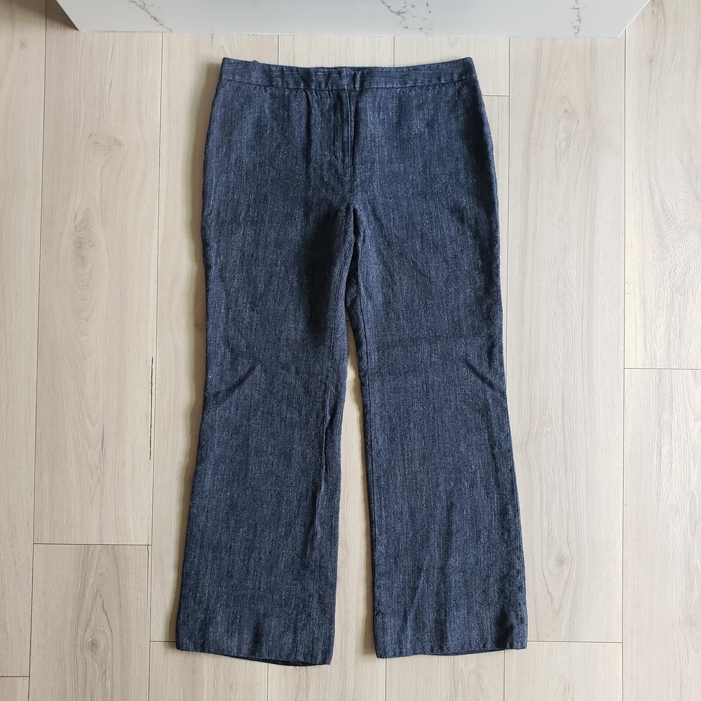 Brooks Brothers Pants Womens 10 Woven Italian Linen Silk Wide Leg Trousers
